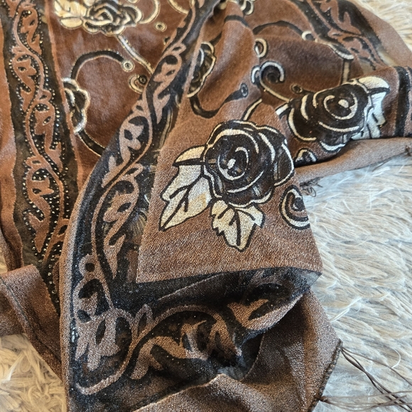 Brown and Black Long Scarf - Picture 10 of 11